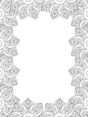 All these designs are hand-drawn and unique 
Flower Border Beautiful black and white illustration for adult coloring book,
This is a printable Beautiful Zentangle Coloring page for KDP Interior, POD p