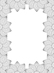 All these designs are hand-drawn and unique 
Flower Border Beautiful black and white illustration for adult coloring book,
This is a printable Beautiful Zentangle Coloring page for KDP Interior, POD p