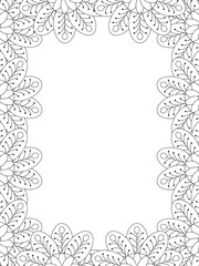 All these designs are hand-drawn and unique 
Flower Border Beautiful black and white illustration for adult coloring book,
This is a printable Beautiful Zentangle Coloring page for KDP Interior, POD p