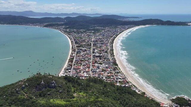 Bombinhas Skyline At Bombinhas In Santa Catarina Brazil. Beach Skyline. Nature Landscape. Summer Travel. Bombinhas Skyline At Bombinhas In Santa Catarina Brazil. Tropical Scenery.