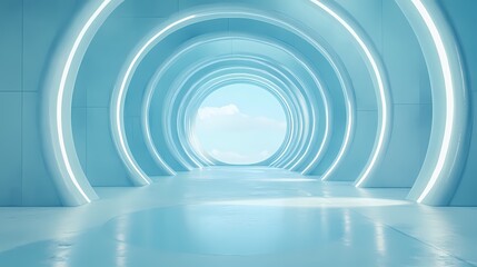 Obraz premium Digital Technology Blue Circular Poster Background with generative