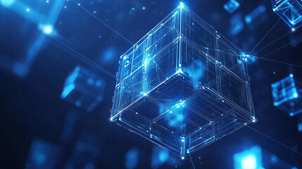 abstract blue cube box technology concept background