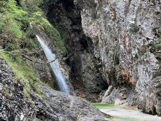 Zapotok Waterfalls or Zadnja Trenta Waterfalls, Bovec (Triglav National Park, Slovenia) -...