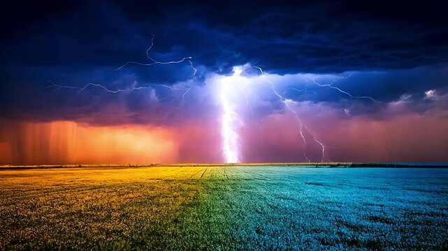 lightning, rain, and ominous, dark clouds.