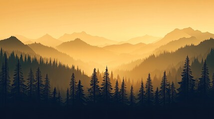 Obraz premium Papercut Landscape with Black Silhouette of Trees and Minimalist Background