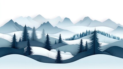 Obraz premium Papercut Landscape with Black Silhouette of Trees and Minimalist Background