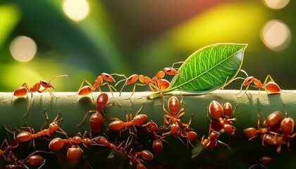 Red ants work together