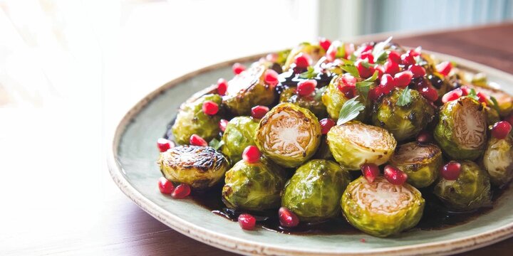 a plate of brussels sprous with pome and pome
