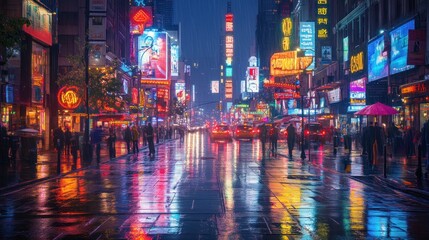 Rainy Night in Times Square
