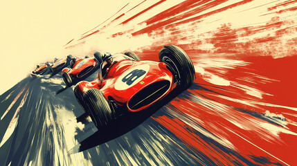 Car race poster. Vintage Poster. Illustration