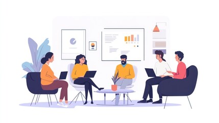 A startup team brainstorming a unique idea for a disruptive tech product, with diverse team members contributing outside-the-box thoughts in a sleek, modern office setting.