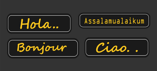 Multilingual Greeting Typography Design with Hola, Bonjour, Ciao, and Assalamualaikum   © denscreative