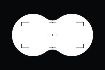 Binoculars point of view POV frame. Telescope aim sight. Periscope lens view. Spy view overlay. Look through the lenses. Vector illustration.