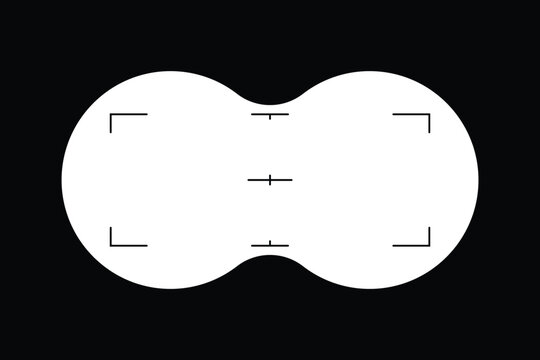 Binoculars point of view POV frame. Telescope aim sight. Periscope lens view. Spy view overlay. Look through the lenses. Vector illustration.