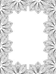 All these designs are hand-drawn and unique 
Flower Border Beautiful black and white illustration for adult coloring book,
This is a printable Beautiful Zentangle Coloring page for KDP Interior, POD p