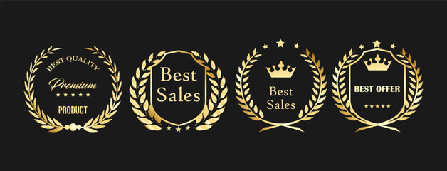 Golden Laurel Wreath Badges for Best Sales and Top Choices

