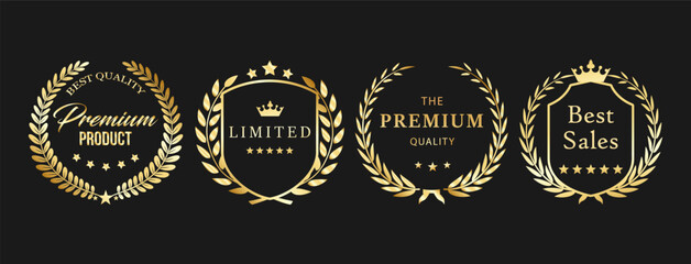 Golden Laurel Wreath Badges for Best Sales and Top Choices

