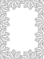 All these designs are hand-drawn and unique 
Flower Border Beautiful black and white illustration for adult coloring book,
This is a printable Beautiful Zentangle Coloring page for KDP Interior, POD p