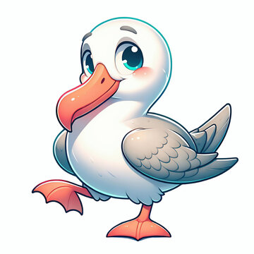 recommend clip art: Cute albatross bird cartoon illustration, bird species clip art element