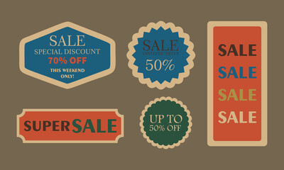 Retro Sale and Discount Badges for Promotional Marketing and Advertising


