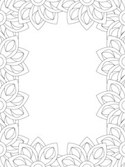 All these designs are hand-drawn and unique 
Flower Border Beautiful black and white illustration for adult coloring book,
This is a printable Beautiful Zentangle Coloring page for KDP Interior, POD p