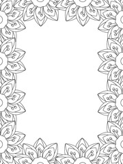 All these designs are hand-drawn and unique 
Flower Border Beautiful black and white illustration for adult coloring book,
This is a printable Beautiful Zentangle Coloring page for KDP Interior, POD p