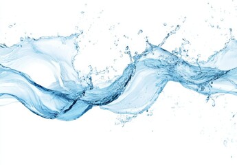 Abstract water splash with a wave motion, isolated on white background.