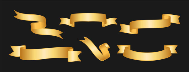 Obraz premium Golden Ribbon Banner Set for Luxury Branding and Elegant Decorations