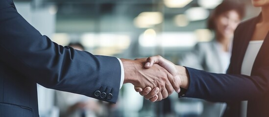 Business Deal Handshake with Blurry Background