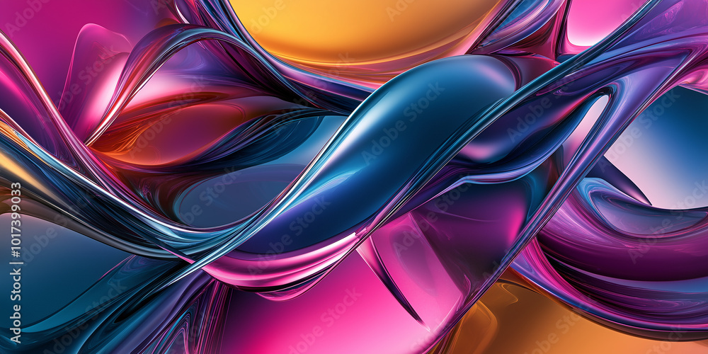 Aufkleber Abstract background with wavy shapes flowing in colorful motion