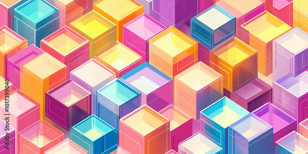 Poster colorful abstract cubes pattern background design