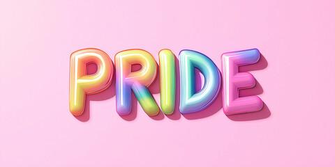 3d pride lettering casting shadow on pink background