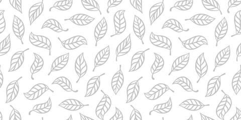 Fototapeta premium doodle leaf background. doodle leave background pattern background. Hand drawn leaf outline vector. leaves pattern wallpaper.
