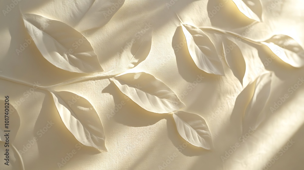 Poster A close-up of delicate, carved leaves showcasing intricate details and soft lighting, creating a serene and elegant atmosphere.
