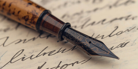 Elegant fountain pen resting on handwritten letter