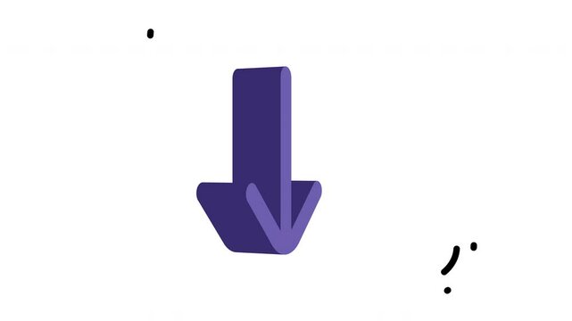 Purple 3D arrow pointing downwards. Ideal for financial, business, investment concepts, data analysis, and presentation slides. Suitable for websites.