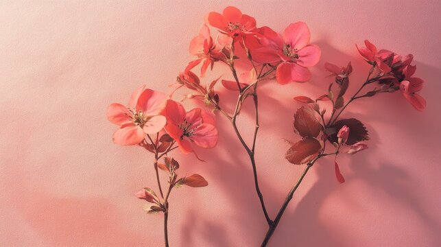 Petals bloom in harmony on pastel pink.