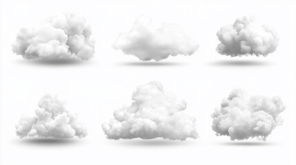 white clouds in the sky collection set