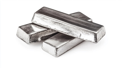 silver ingot on isolated white background 