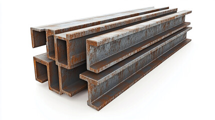 structural steel construction on isolated white background