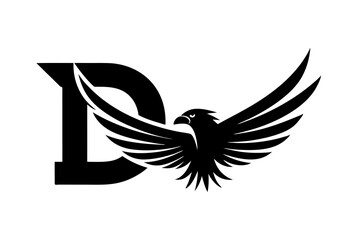 Minimal Eagle and Letter D Logo Design on White Background