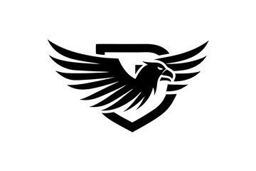 Minimal Eagle and Letter D Logo Design on White Background