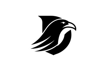 Minimal Eagle and Letter D Logo Design on White Background