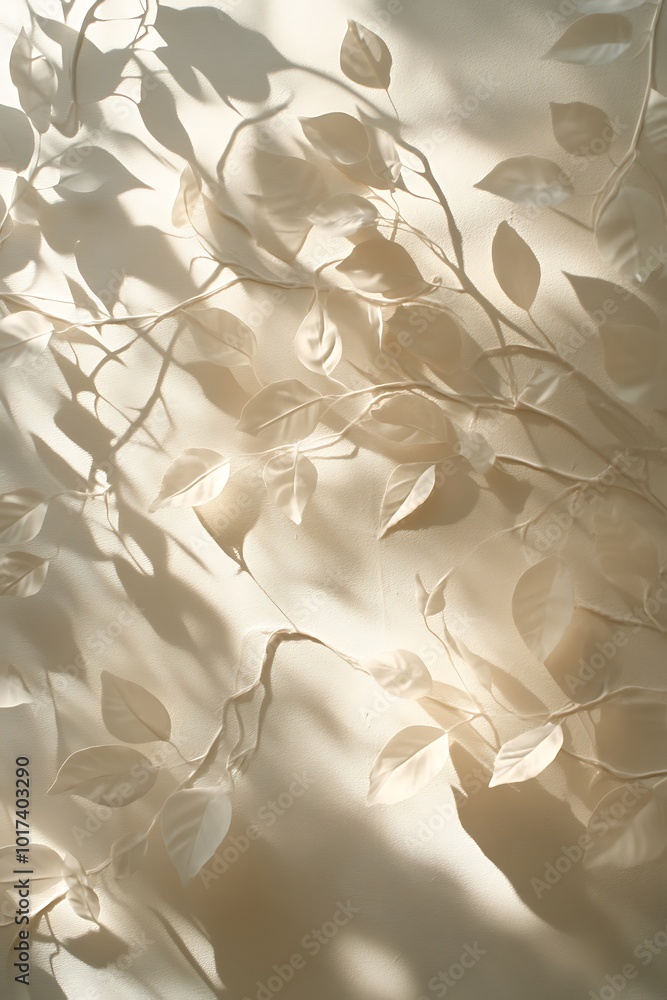 Fototapete a soft, muted background with delicate leaf shadows, creating an ethereal and calming atmosphere.