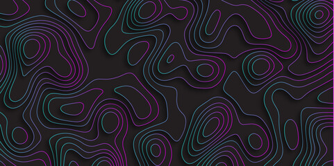 Abstract design with black and white abstract papercut and multi-layer cutout geometric pattern on vector Topographic canyon geometric map relief texture with curved layers beautiful design.	
