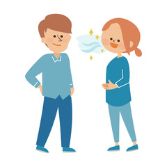 息の爽やかな女性　夫婦　カップル　かわいいイラスト素材