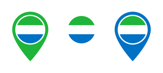 Sierra Leone flag location icon set