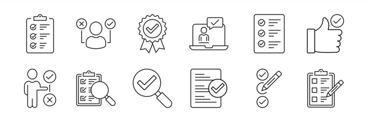 set of survey thin line icon. containing task, choice, review, research icon collections. vector illustration