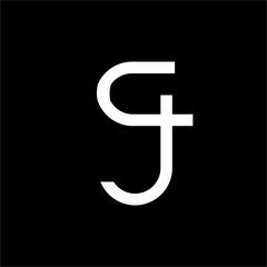 GJ letter logo design with cross symbol.