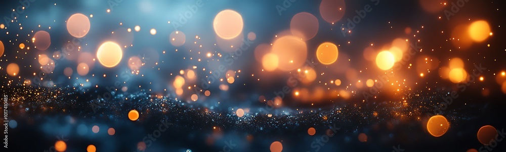 Poster a mesmerizing blend of blue and orange lights creates a dreamy background, filled with sparkling bok